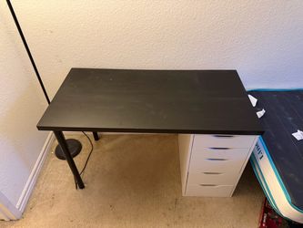 Ikea 5-drawer desk with Leather Chair