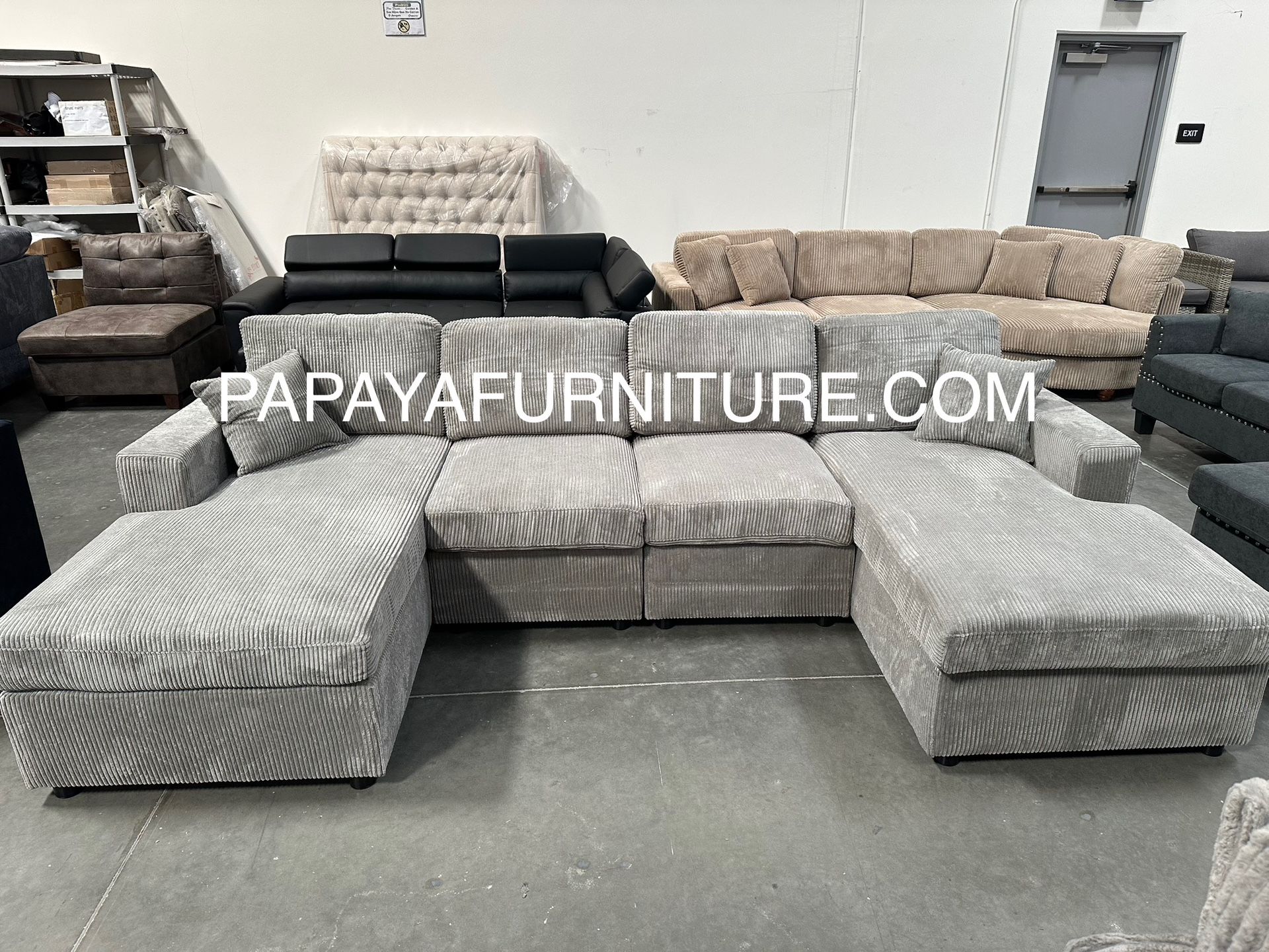 New! 120” Plush U-Shaped Sectional, Sectionals, Sofa, Modular Sectional, Couch, Sofa, Sectional With Chaise, Double Chaise Sofa, Grey Sofa, Grey Couch