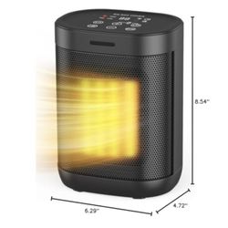 1500W Space Heaters for Indoor Use, Portable Electric Heater with ECO Mode, 59-95°F Digital Thermostat, Child Lock, 24H Timer, Small Space Heater for 