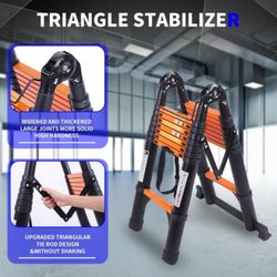 Telescoping Ladder A Frame, 16.5 Ft Compact Aluminum Extension Ladder, Portable Telescopic RV Ladder for Outdoor Camper Trips Motorhome with Tool Plat