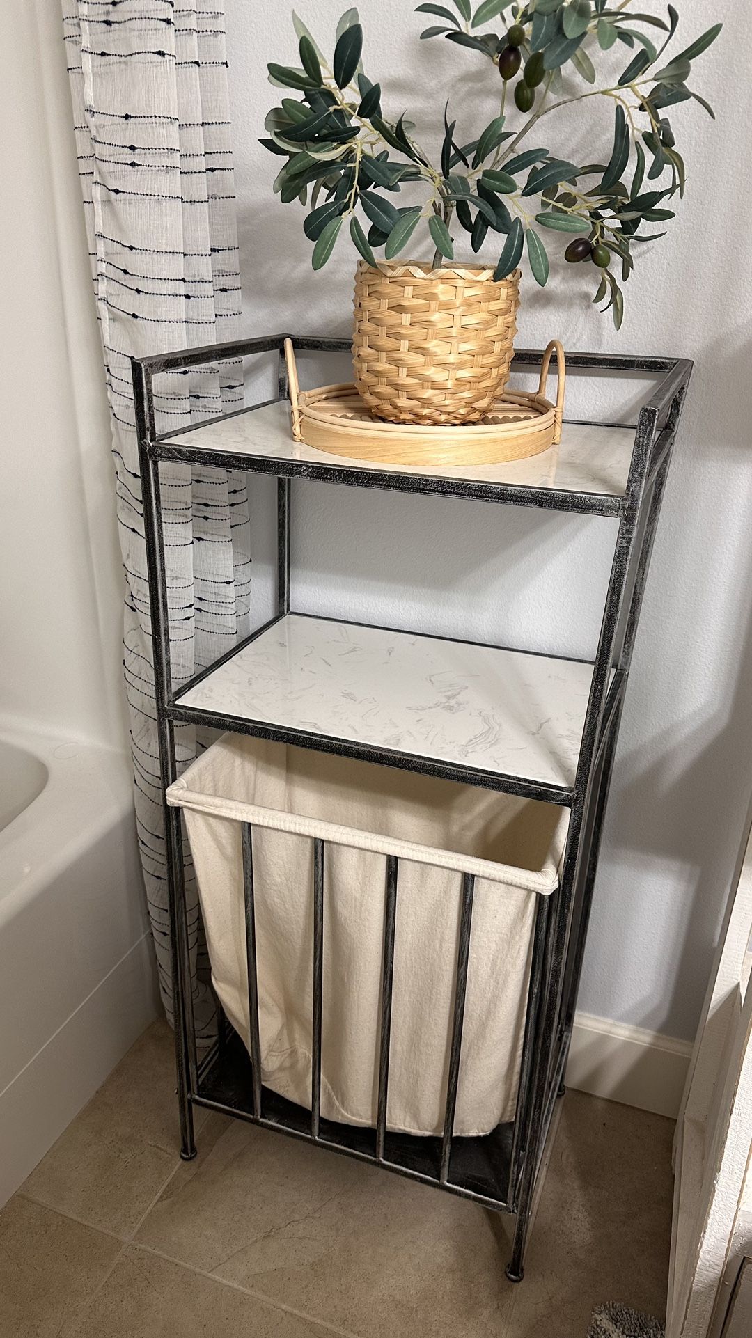 Decorative Shelf With Laundry Basket 