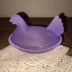 ROSE’S CLOSET PURPLE SATIN HEN ON NEST