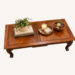 Vintage Traditional Inlaid Wood Coffee Table