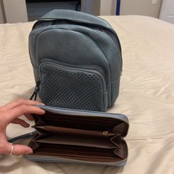 Small Blue Backpack with Matching  Wallet