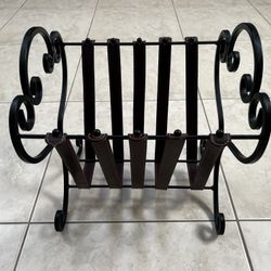 Magazine Rack Metal W/ Leather Strips