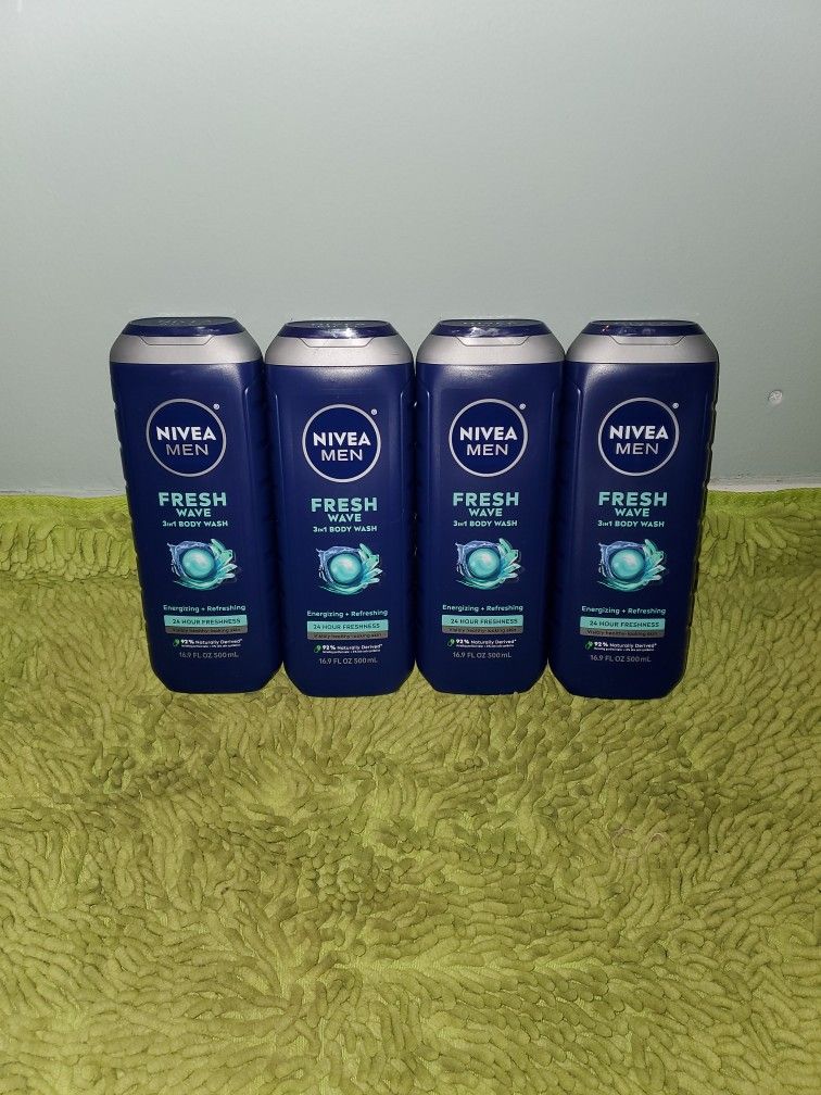 4 Nivea Men Fresh Wave 3in1 Body Wash 16.9oz