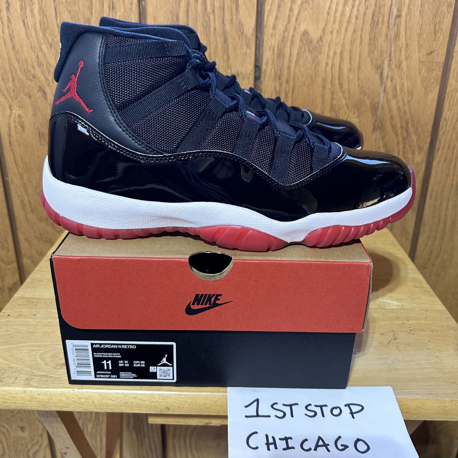 Air Jordan 11 Retro High Bred 2019 Men's Size 11 378037 061 Black