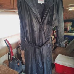 Black Leather Trench Coat