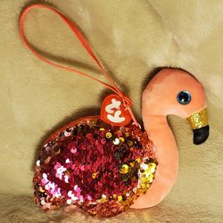 90's/Y2K Beanie Baby Wristlet - GILDA the Flamingo (5 inch) 🦩
