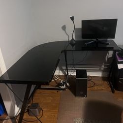 Black L-Shaped Computer Desk