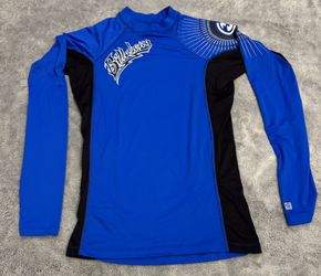 Yth Sz XL Billabong Long Sleeve Rash Guard Pullover Blue Black Beach Pool Shirt 