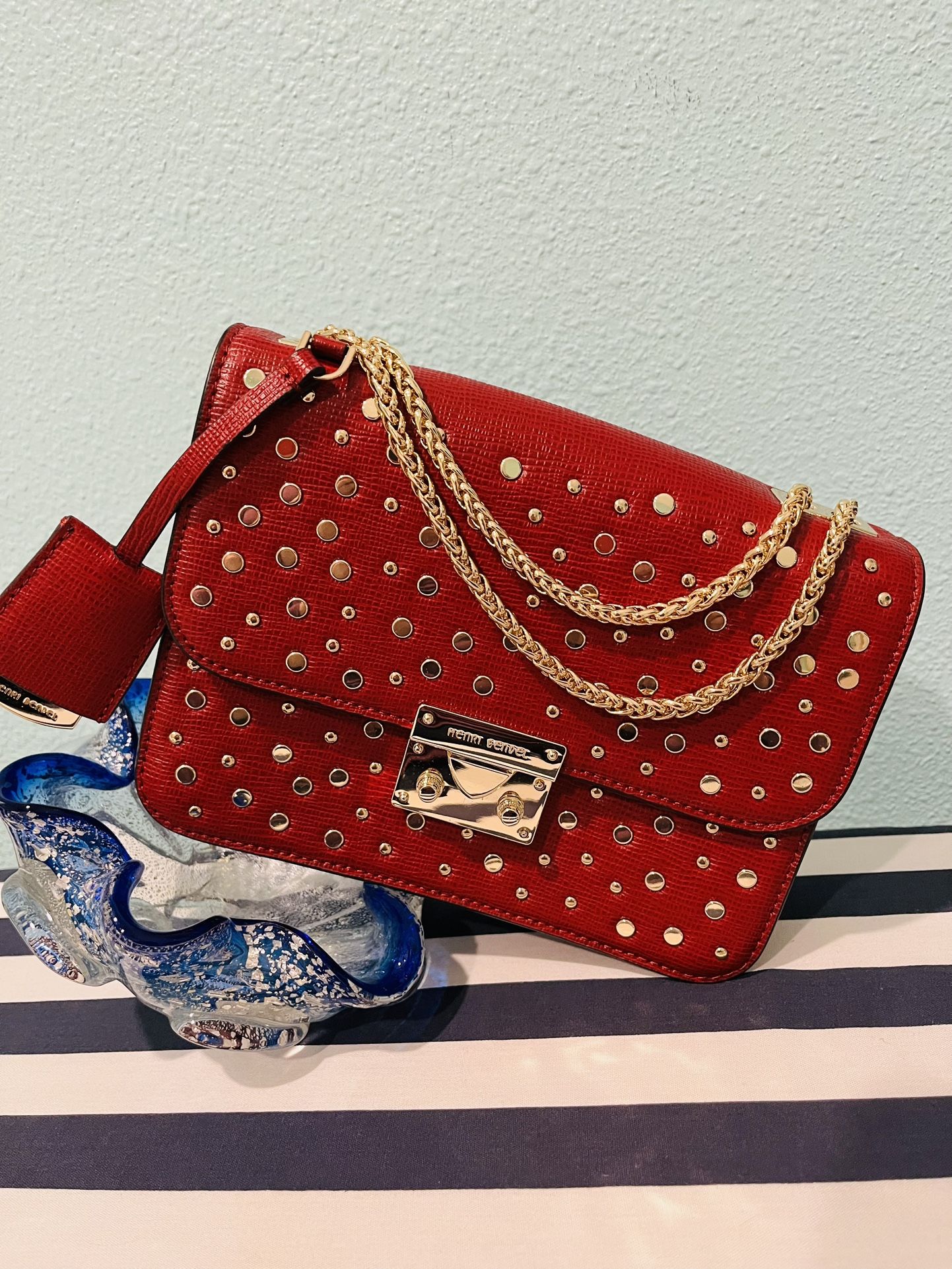 Henri Bendel Red Leather Fancy Handbag