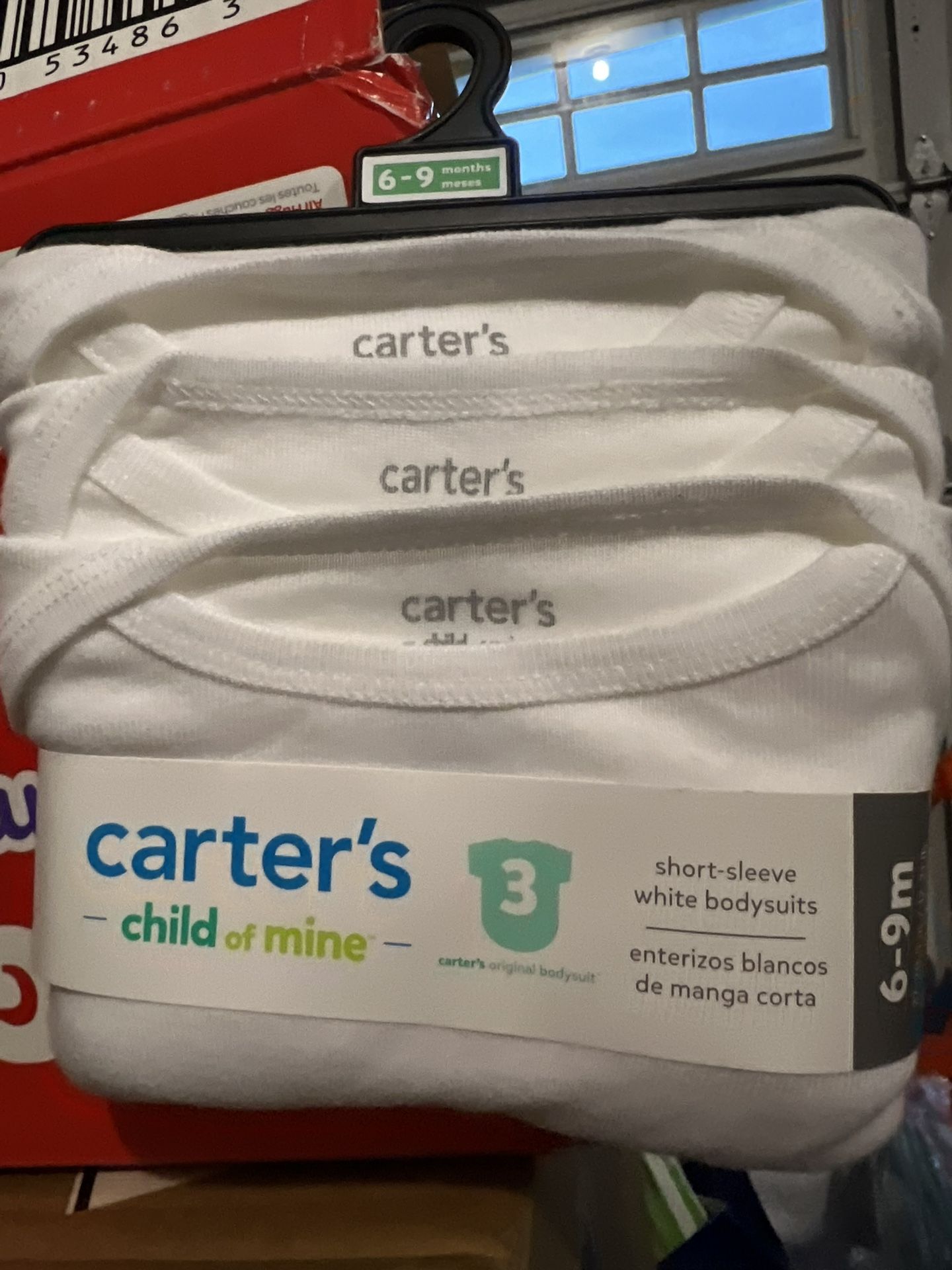 Carter's Child of Mine Baby Unisex shirt Sleeve White Bodysuit, 3-Pack, 6-9m
