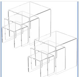 2 Set Acrylic Risers Display for Funko POP Figures,Clear Cake Stands for Candy Dessert Table Decorations-3"x4"x5"