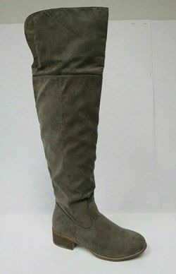 Gray knee high boots