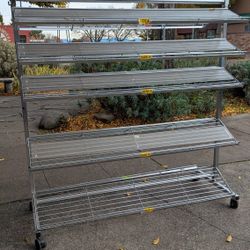 Retail Display Rack Shoe Shelving Shelf Heavy Duty Metal Rolling Wheels