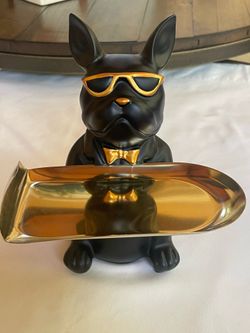 Creative Bulldog Tray Animal Statue Creative Ornament Living Room Bedroom Miscellaneous Storage Home Decoration Anniversary Gift