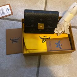 Black MCM aren Chain Wallet