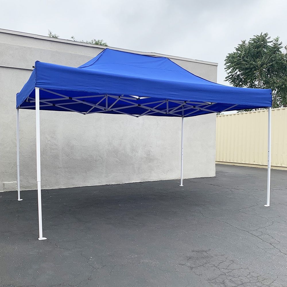 New $130 Heavy-Duty 10x15 FT Outdoor Ez Pop Up Canopy Party Tent Instant Shades w/ Carry Bag (White, Blue) 