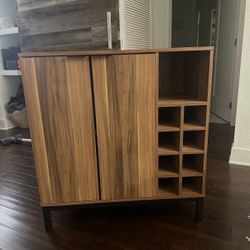 Bar Cabinet With Wine Glass Holder + Bottle Shelves
