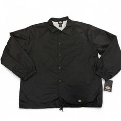 Dickies Men's Black Snap Front Windbreaker Water Resistant Jacket