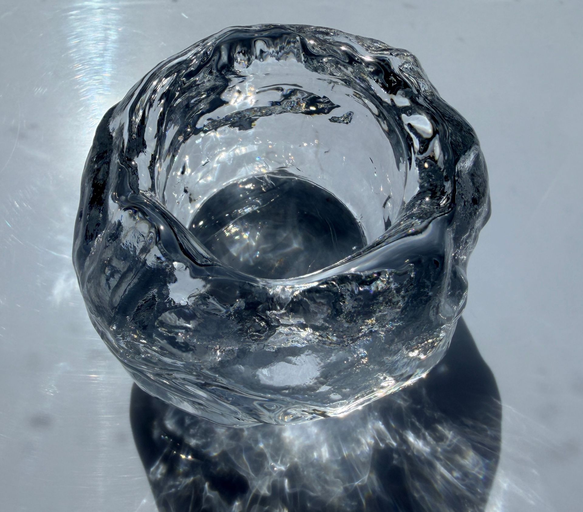 Kosta Boda Sweden Crystal Snowball Votive Tea Light Candle Holder