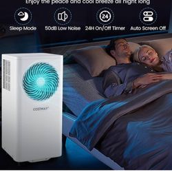 8200 BTU Portable Air Conditioner, 3-in-1 Floor AC Unit with Fan & Dehumidifier, 24H Timer, Sleep Mode, Remote Control, Drain Hose & Window Installati