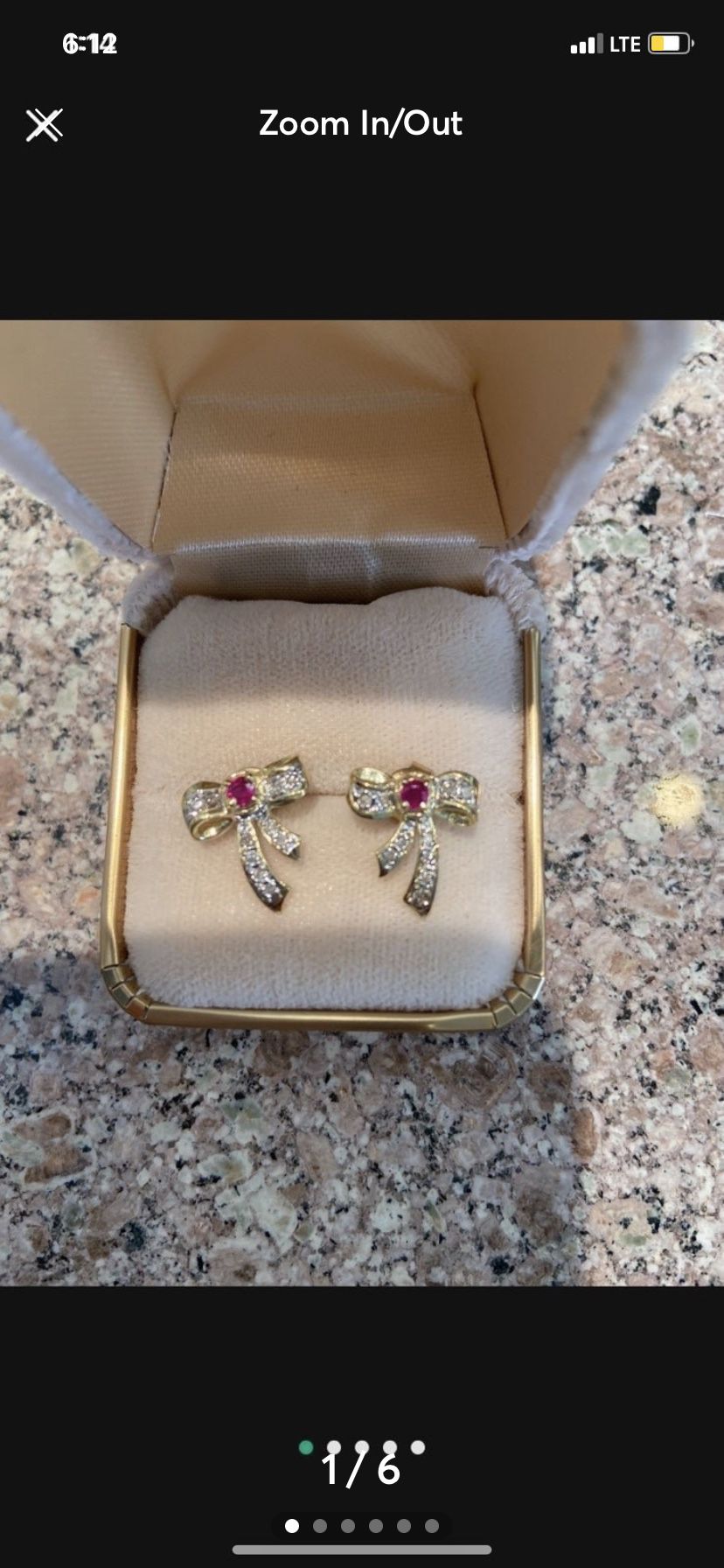 14k Gold Diamonds Ruby Earrings 