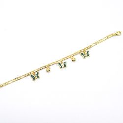 18k Layered Real Gold Filled Anklet Bracelet Butterfly 10 Inches 