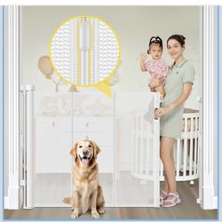 Reinforced 42” Extra Tall Retractable Dog Gate for Doorways 60” Wide Mesh Baby Gate, Tall Baby Gates for Stairs with Rods to Prevent Crawling Through 