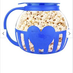 3-in-1 Microwave Glass Popcorn Popper 3 qt Family Size - Blue