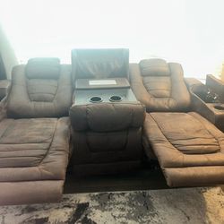 2 piece Dual power reclining leather sofa and loveseat matching set