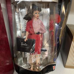 1995 Limited Edition Reproduction Busy Gal Barbie doll, which is a reproduction of the 1960 original. The doll is dressed as a fashion designer in a r