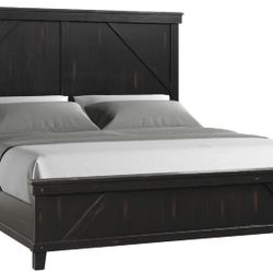 Bernards Spruce Creek Black King Panel Bed  Black finish  Constructed with sturdy wood  Shop the entire collection to complete your bedroom design.  *