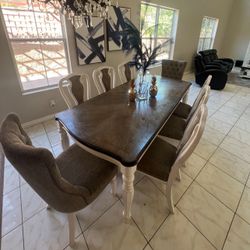 ✨ Like New Poundex & Benzara 7-Piece Dining Set – Beautiful Farmhouse Style! 💥 Originally $1400, Now Only $950 OBO! Perfect for Home, Dining Room