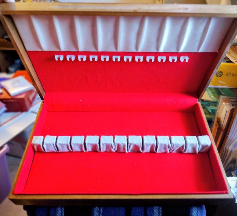 Vintage Wooden Silverware Storage Box