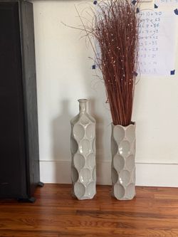 2 ceramic gray vases