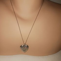 Valentines Solid Sterling Silver Heart Locket,( I Love You) 18 Inch Long