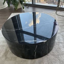 Black marble drum coffee table
