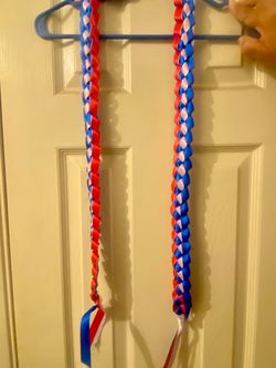 Red white and blue ribbon Lei