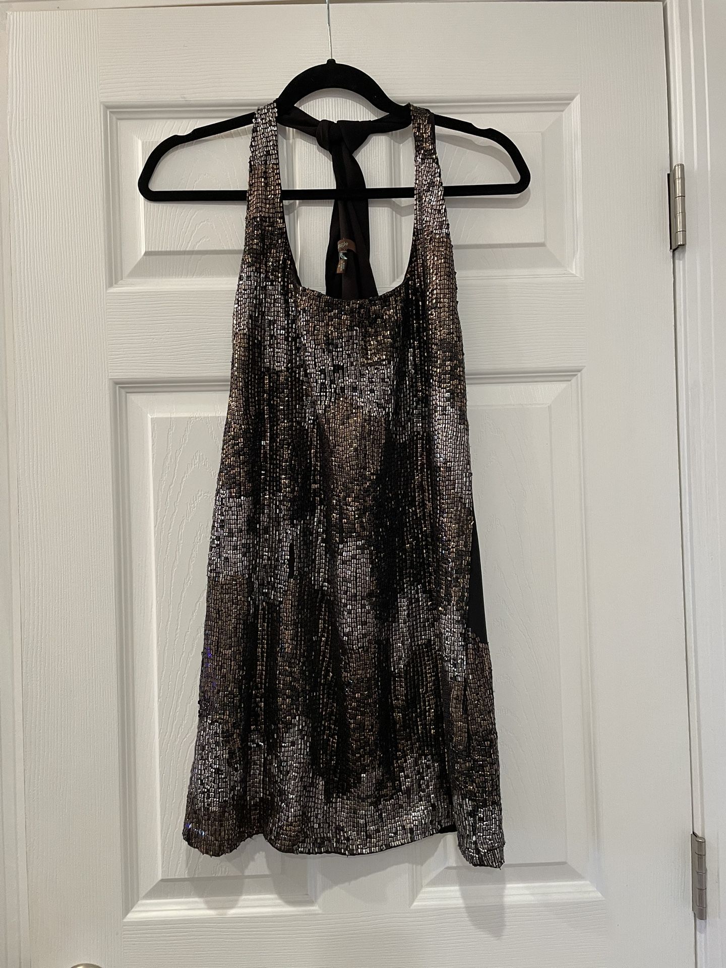 Single Dress With Sequin Detail And Open Back