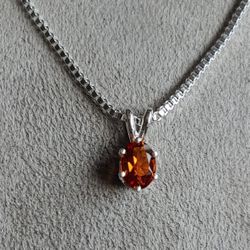 925 Sterling Silver Oval Madeira Citrine Necklace