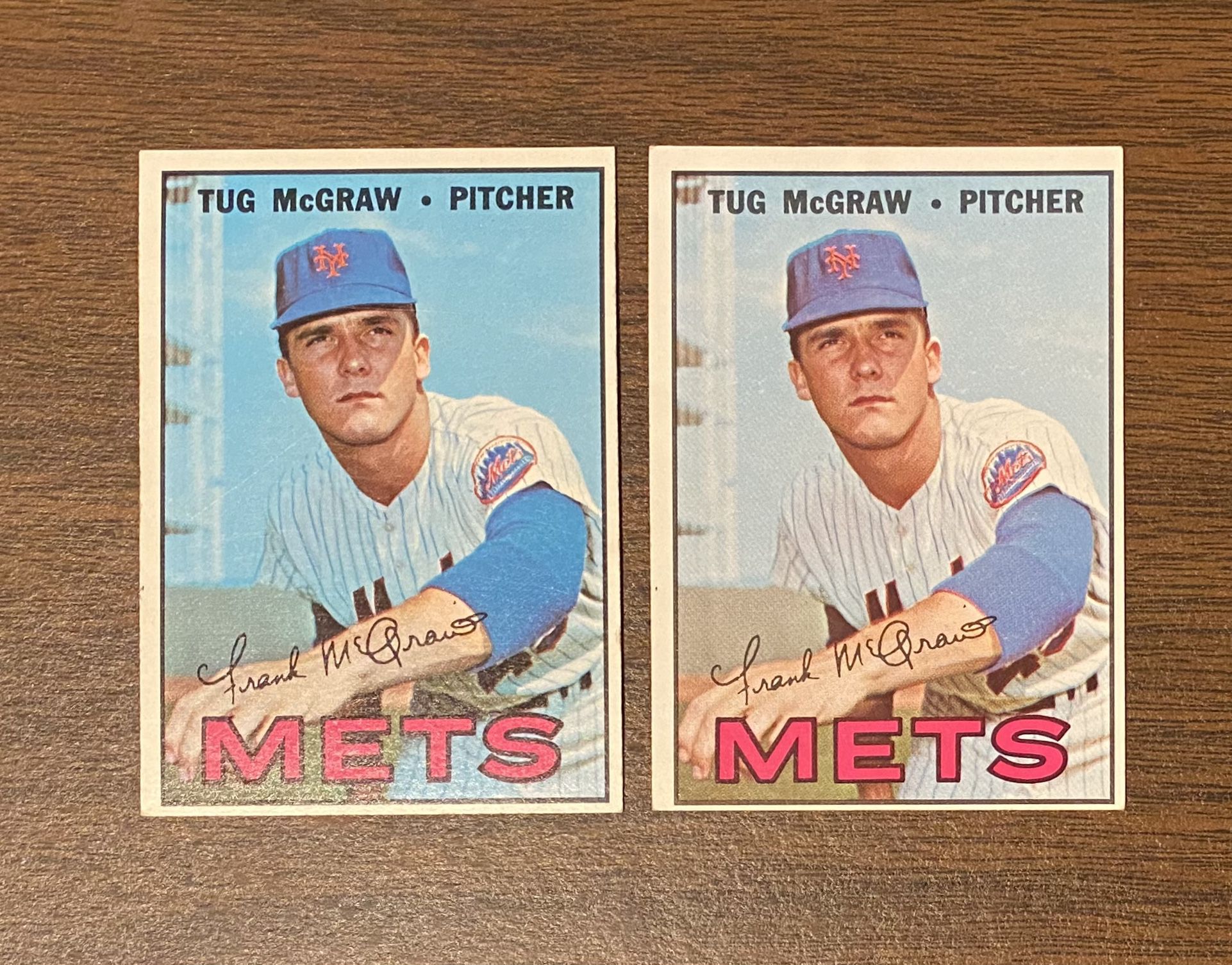 LOT OF 2 TUG MCGRAW 1967 TOPPS BASEBALL CARDS # 348 NEW YORK METS 