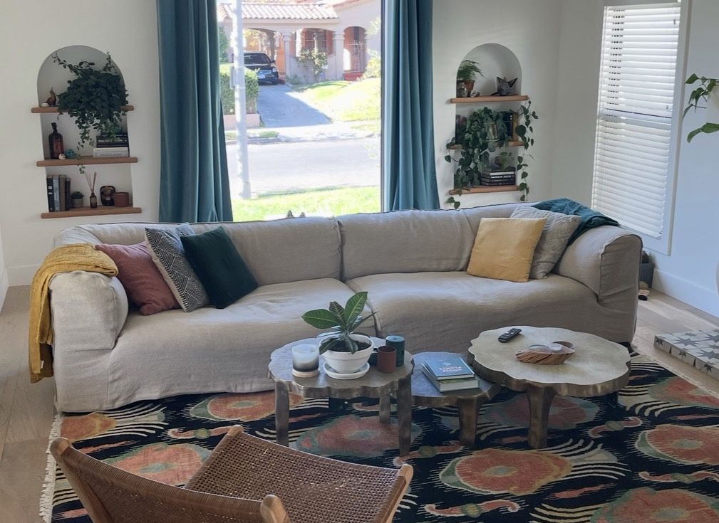 Modern Linen Slipcover Sofa – 114” Wide