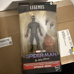 Marvel Legends Spider-Man No Way Home Black & Gold Suit Figure w/ Armadillo BAF