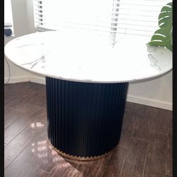Table  New - Modern Metal Base With Fraud Marble Top