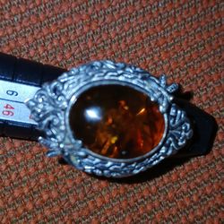 Dragonfly Sterling Silver Amber Ring 