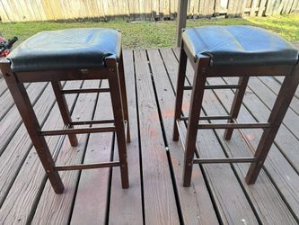 Set Of 2 Brown Stools
