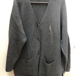 Eddie Bauer NWT Women’s Grey Ribbed Cardigan Jacket Size L