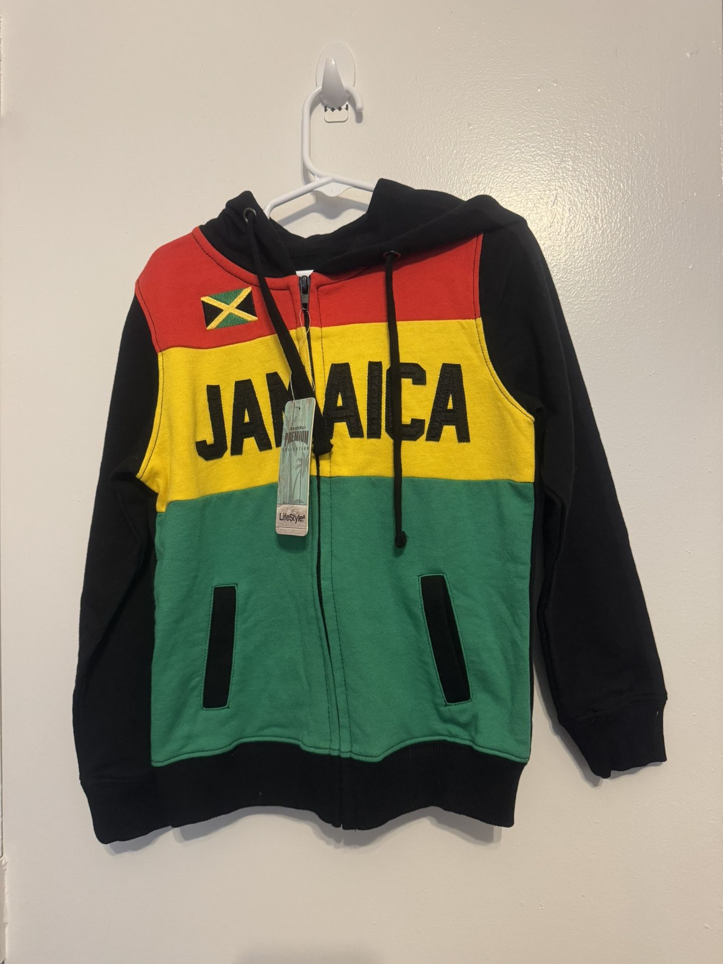 Jamaica Block Embroidered Hoodie Kids Size 6-8